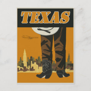 Vintage-Reiseplakat aus Texas Postkarte