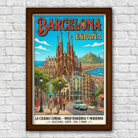 Vintage-Reiseplakat Barcelona, Spanien, 1960er Jah