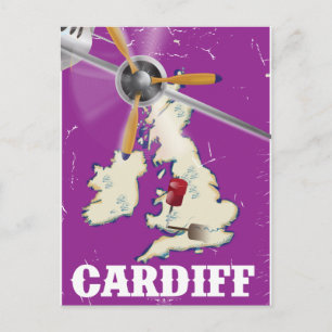 Vintage-Reiseplakat Cardiff Wales Postkarte