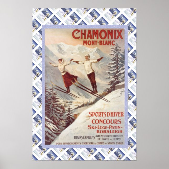 Vintage Reiseplakat, Chamonix, Mont Blanc, Poster (Vorne)