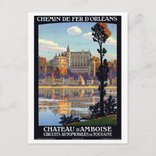 Vintage-Reiseplakat Château d'Amboise Frankreich Postkarte
