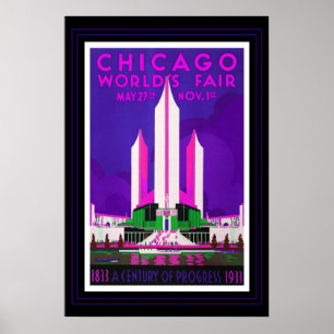 Vintage-Reiseplakat Chicago World's Fair neu kolor Poster