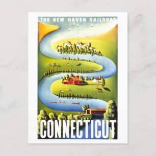 Vintage-Reiseplakat Connecticut Postkarte