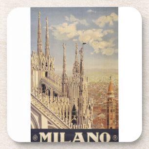 Vintage-Reiseplakat des Domes in Mailand, Italien Getränkeuntersetzer