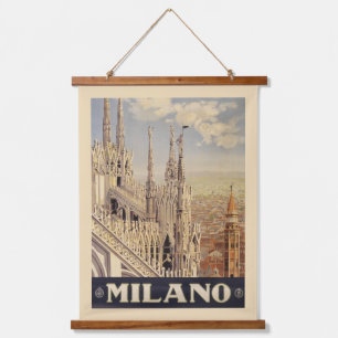 Vintage-Reiseplakat des Domes in Mailand, Italien Wandteppich Mit Holzrahmen