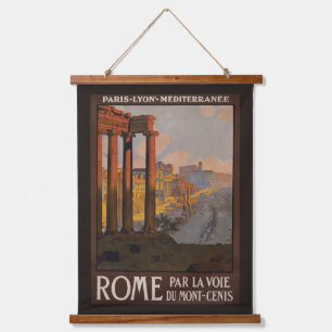 Vintage Reiseplakat des Forum Romanum bei Morgendä Wandteppich Mit Holzrahmen