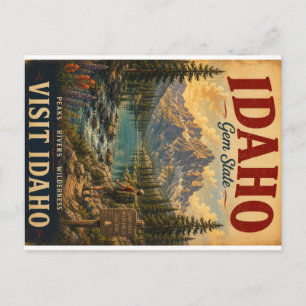 Vintage-Reiseplakat des Gem State Idaho mit landsc Feiertagspostkarte