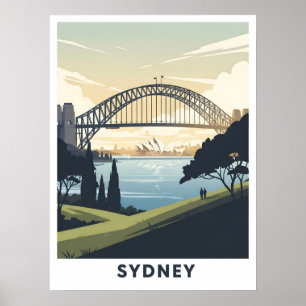 Vintage Reiseplakat des Hafens von Sydney Poster
