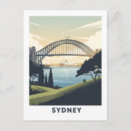 Vintage Reiseplakat des Hafens von Sydney Postkarte