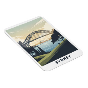 Vintage-Reiseplakat des Sydney-Hafens Magnet