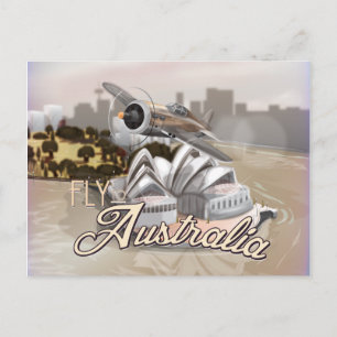 Vintage-Reiseplakat Fliegen Sie nach Australien Postkarte