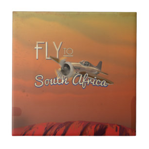 Vintage-Reiseplakat Fliegen Sie nach Südafrika Fliese