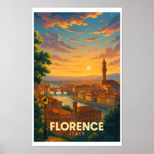 Vintage-Reiseplakat Florenz Italien - Sonnenunterg Poster