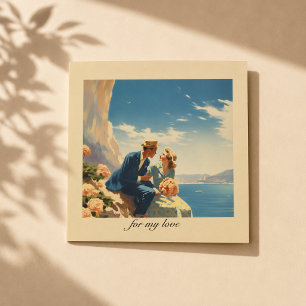 Vintage-Reiseplakat Französische Riviera Romantik Magnetkarte