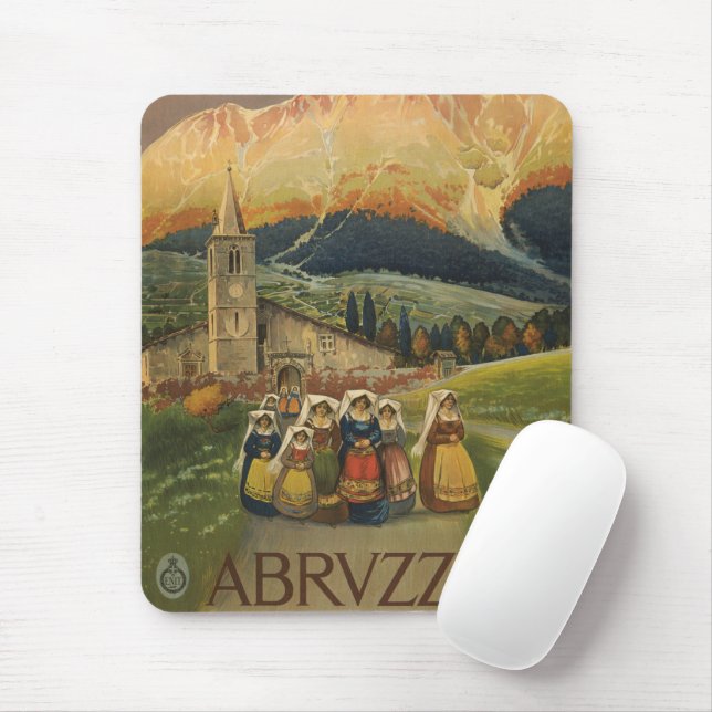 Vintage Reiseplakat für Abruzzen, Italien. Mousepad (Mit Mouse)