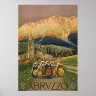 Vintage Reiseplakat für Abruzzen, Italien. Poster
