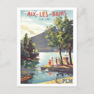 Vintage-Reiseplakat für Aix-les-Bains, Frankreich, Postkarte