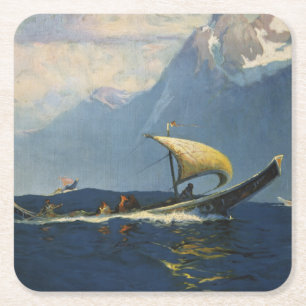 Vintage-Reiseplakat für Alaska Northern Pacific Rechteckiger Pappuntersetzer
