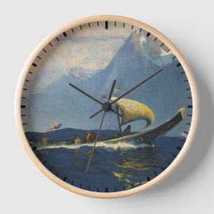 Vintage-Reiseplakat für Alaska Northern Pacific Uhr