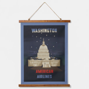 Vintage-Reiseplakat für American Airlines Wandteppich Mit Holzrahmen
