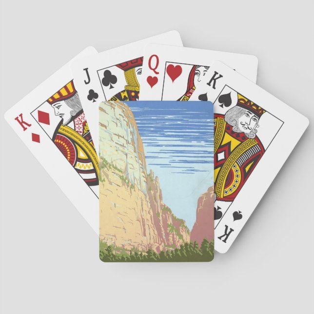 Vintage Reiseplakat für den Zion Nationalpark Spielkarten (Rückseite)