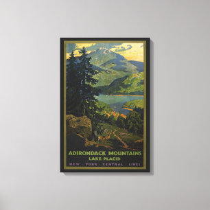 Vintage-Reiseplakat für die Adirondack Mountains Leinwanddruck