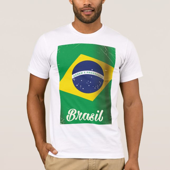 Vintage-Reiseplakat für die Flagge Brasiliens T-Shirt (Vorderseite)