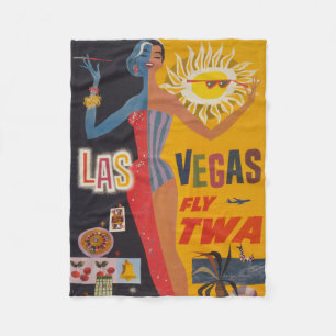Vintage Reiseplakat für Flug nach Las Vegas Fleecedecke