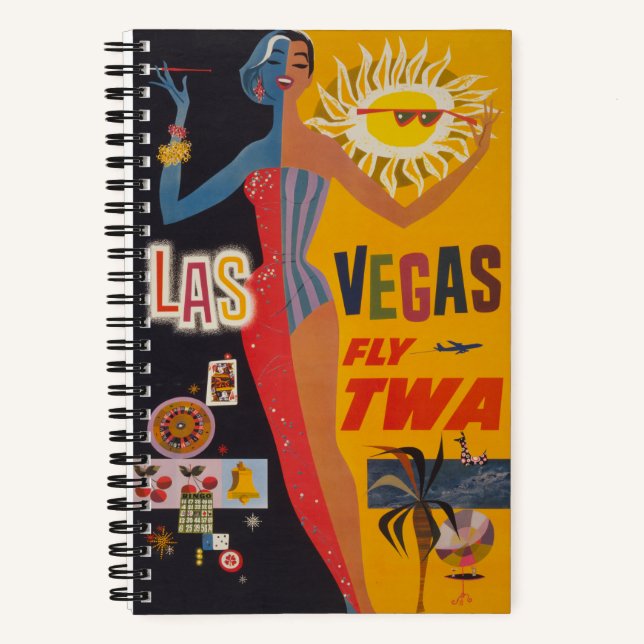 Vintage Reiseplakat für Flug nach Las Vegas Notizbuch (Vorderseite)