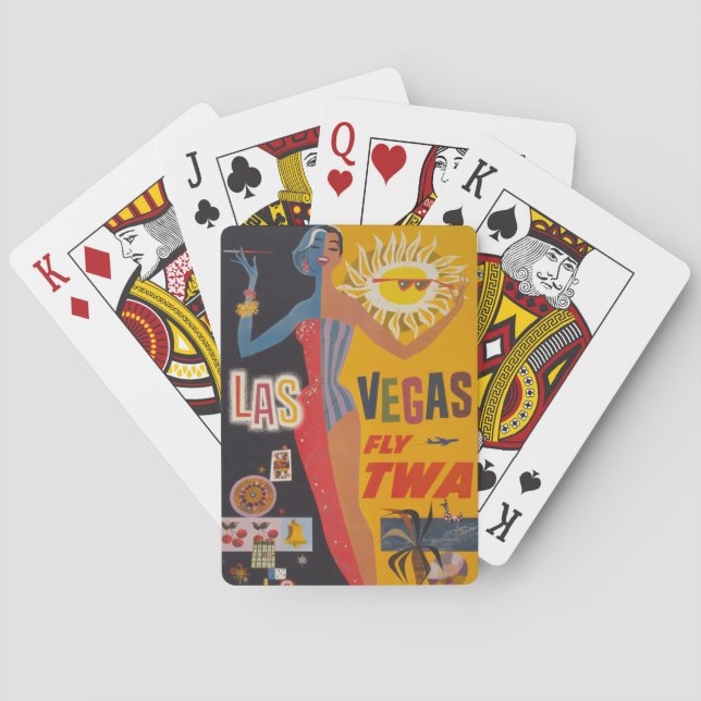 Vintage Reiseplakat für Flug nach Las Vegas Spielkarten (Rückseite)