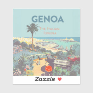 Vintage-Reiseplakat für Genua, Italienische Rivier Aufkleber