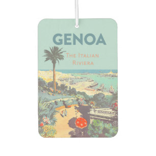 Vintage-Reiseplakat für Genua, Italienische Rivier Autolufterfrischer