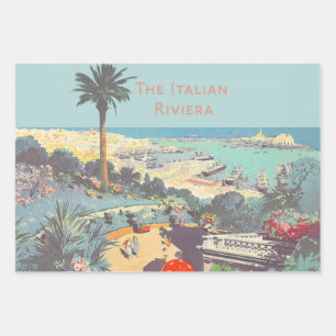 Vintage-Reiseplakat für Genua, Italienische Rivier Geschenkpapier Set