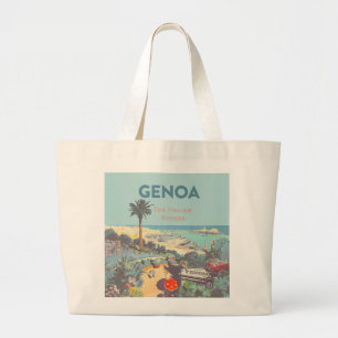 Vintage-Reiseplakat für Genua, Italienische Rivier Jumbo Stoffbeutel