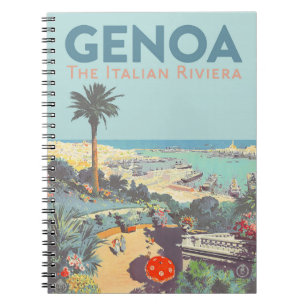 Vintage-Reiseplakat für Genua, Italienische Rivier Notizblock