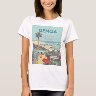 Vintage-Reiseplakat für Genua, Italienische Rivier T-Shirt