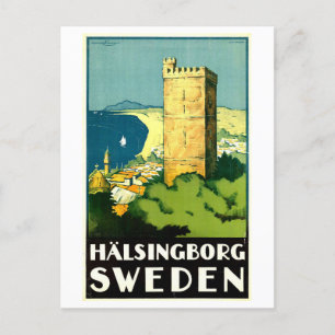 Vintage-Reiseplakat für Halsingborg, Schweden, Postkarte