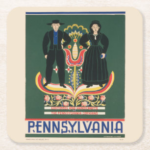 Vintage-Reiseplakat für Lancaster County, Pa Rechteckiger Pappuntersetzer