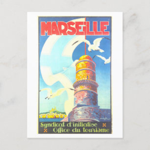 Vintage-Reiseplakat für Marseille, Frankreich, Postkarte