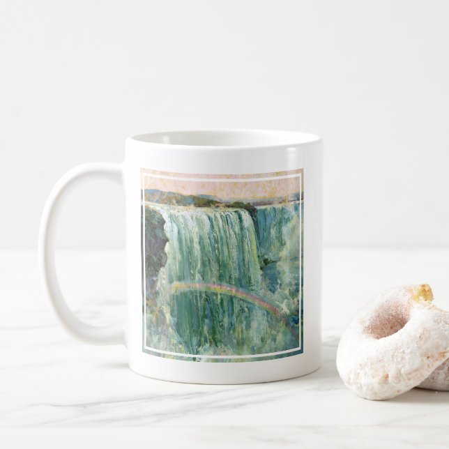 Vintage Reiseplakat für Niagarafälle Kaffeetasse (Mit Donut)