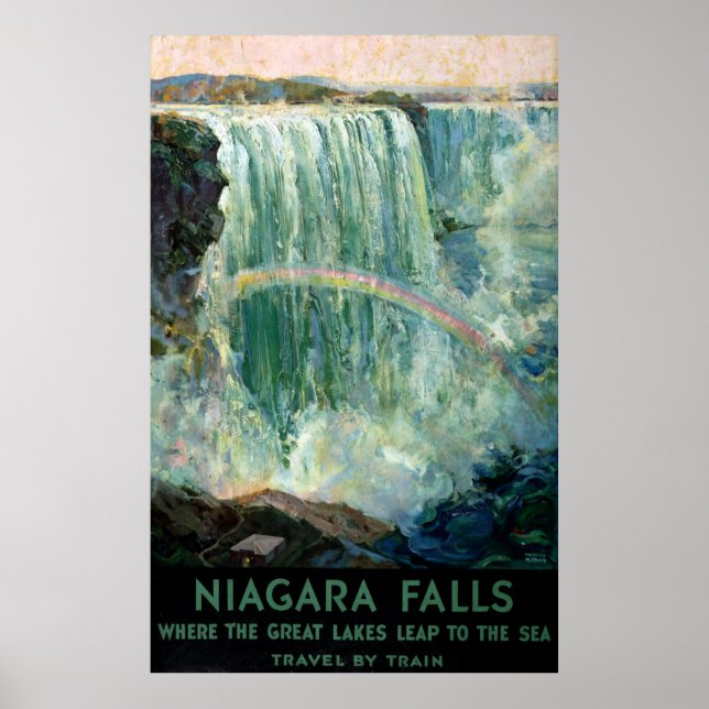 Vintage Reiseplakat für Niagarafälle Poster (Vorne)