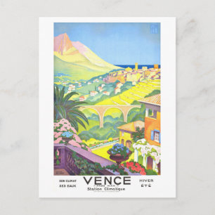 Vintage-Reiseplakat für Vence, Frankreich, Postkarte