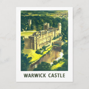 Vintage-Reiseplakat für Warwick Castle Postkarte