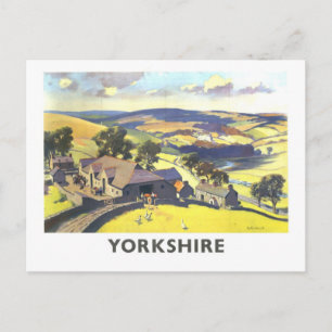 Vintage-Reiseplakat für Yorkshire Postkarte