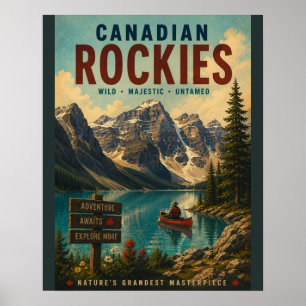 Vintage-Reiseplakat Kanadische Rocky Mountains mit Poster