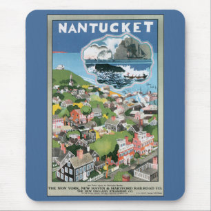 Vintage-Reiseplakat, Karte der Insel Nantucket, MA Mousepad