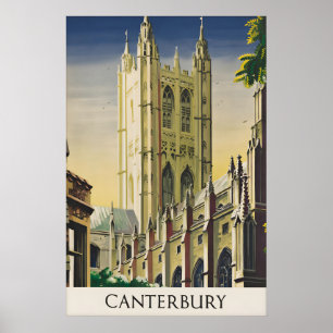 Vintage-Reiseplakat Kathedrale von Canterbury Engl Poster