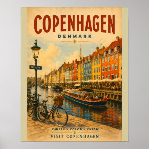 Vintage-Reiseplakat Kopenhagen Dänemark mit Poster