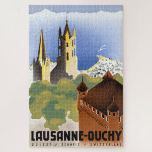 Vintage-Reiseplakat Lausanne-Ouchy Schweiz Puzzle