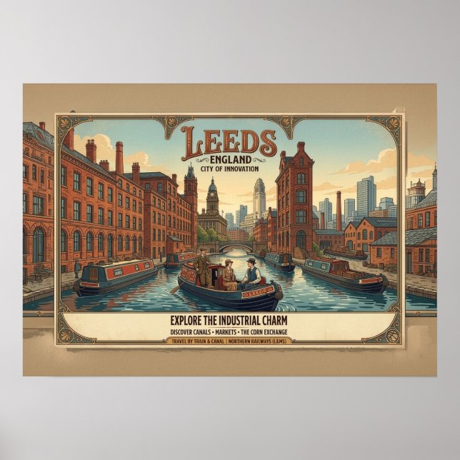 Vintage-Reiseplakat Leeds England Poster (Vorne)